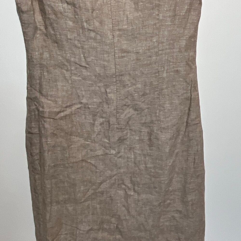 Madison Women's Brown Linen Sleeveless Tweed Lined Shift Mini Dress Size 4 - Picture 8 of 10